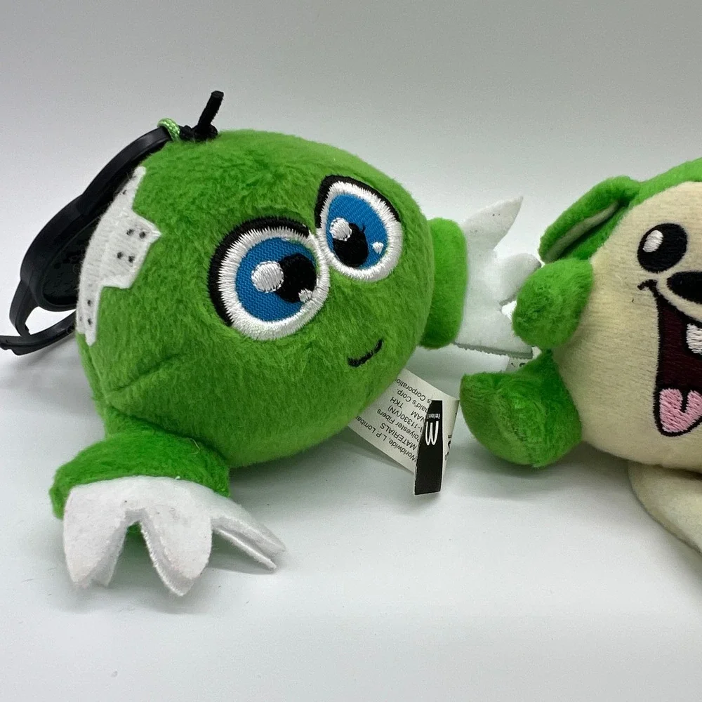 Vintage Neopets Meerca Kiko Plush Lot of 3 Green Red Bag Clip Keychain Plushies